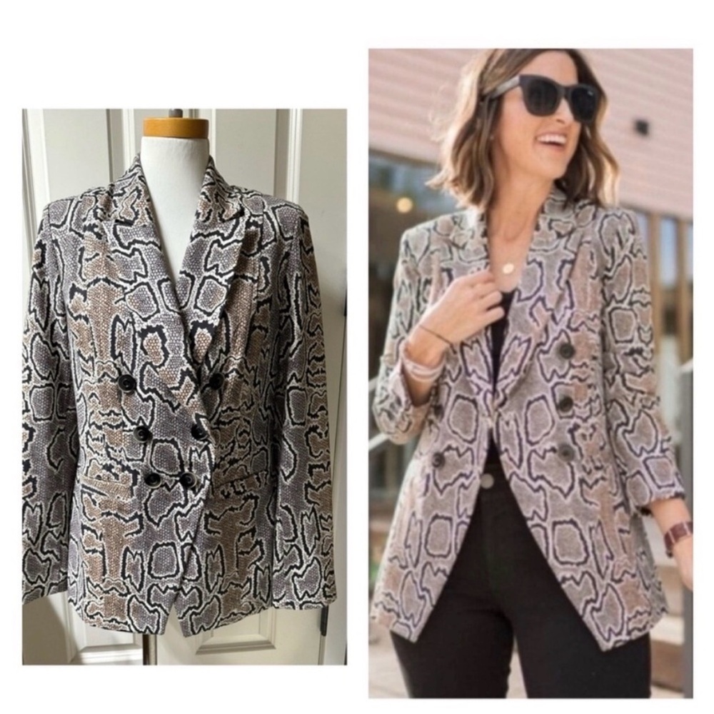 CAbi Python Print Double Breasted Blazer Jacket S… - image 4